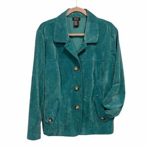 RQT Teal Button Up Corduroy Jacket 3X Plus Size